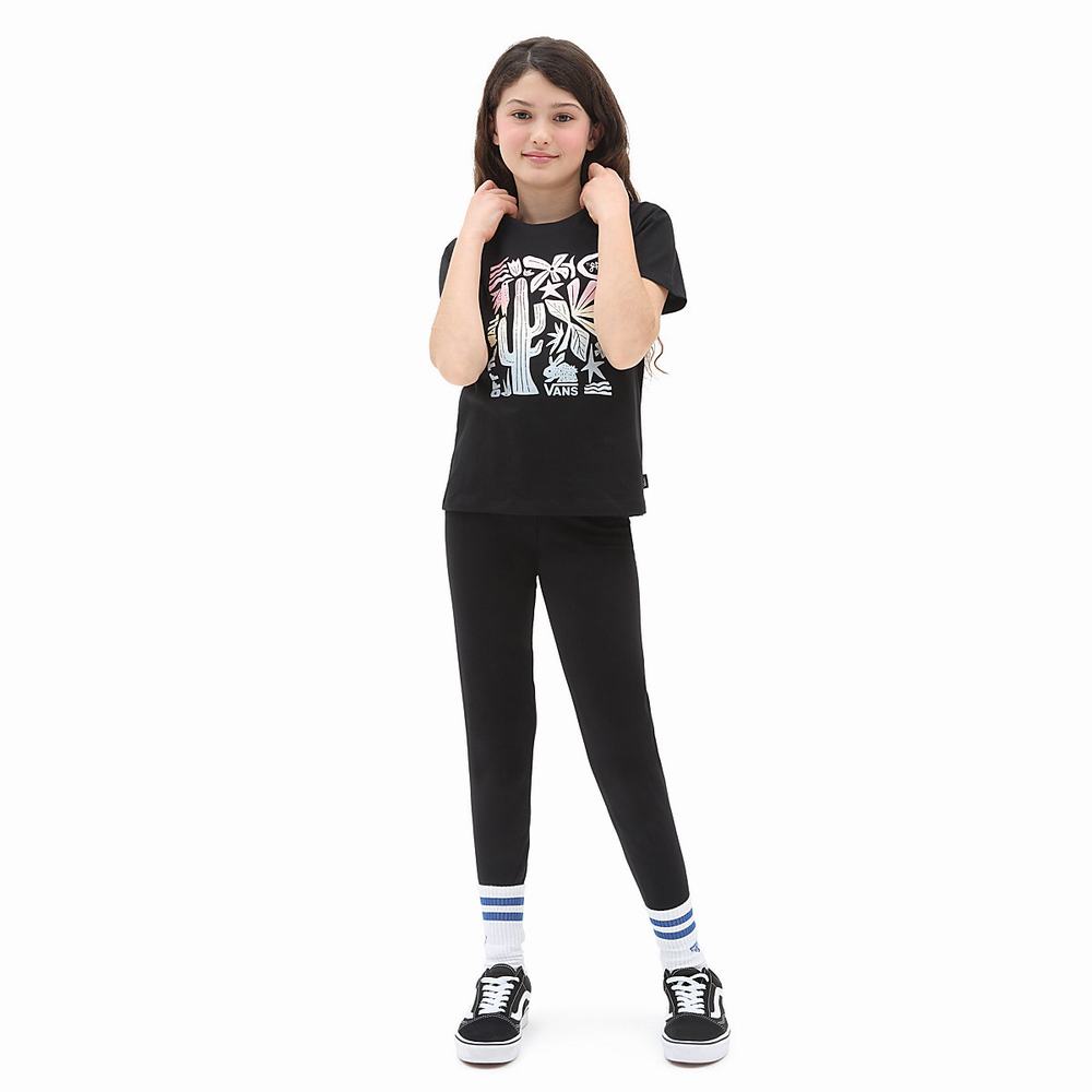 Kids' Vans Lizzie Crew (8-14 years) T Shirts Black | USA57893