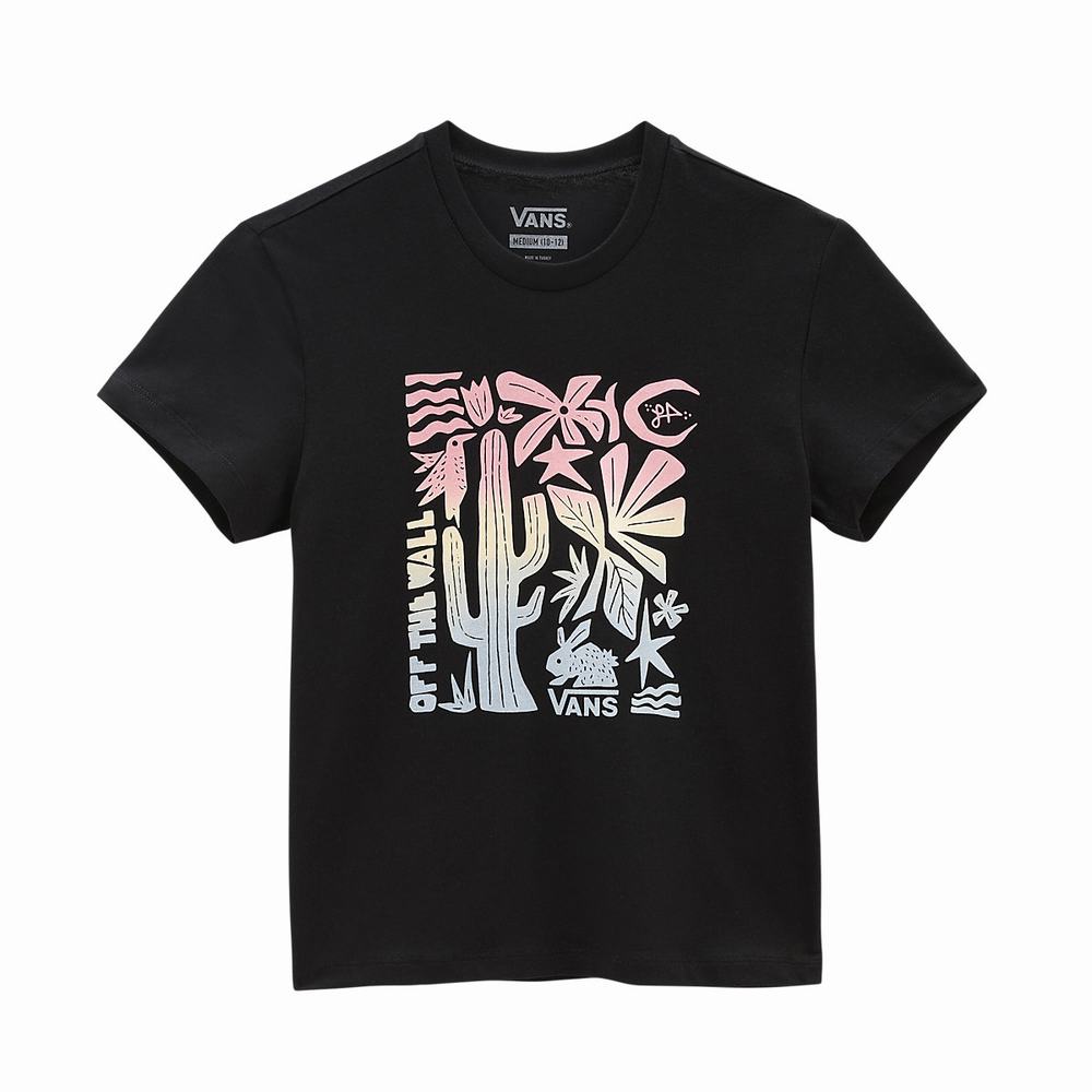 Kids' Vans Lizzie Crew (8-14 years) T Shirts Black | USA57893