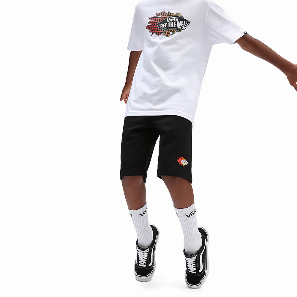 Kids\' Vans Logo Repeat Fleece (8-14 years) Shorts Black | USA26540