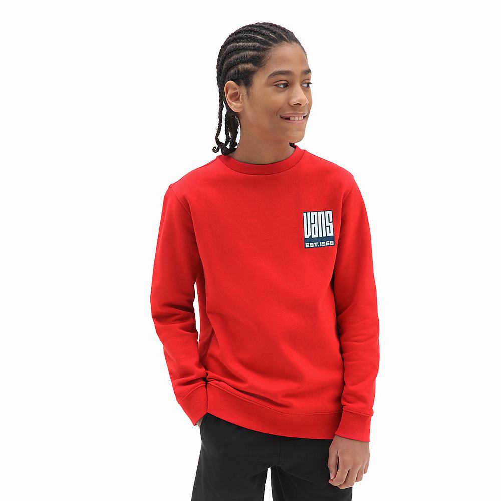 Kids' Vans Maze Crew (8-14 years) Sweatshirts Red | USA67395