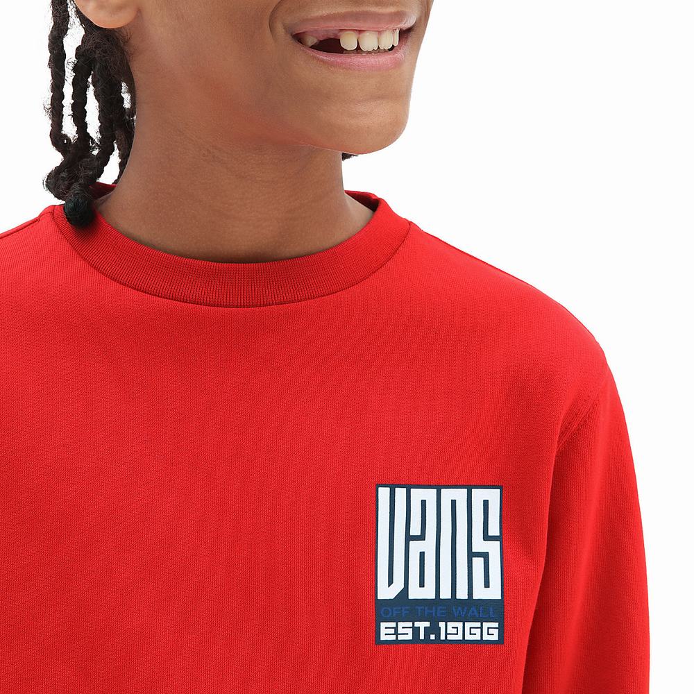 Kids' Vans Maze Crew (8-14 years) Sweatshirts Red | USA67395