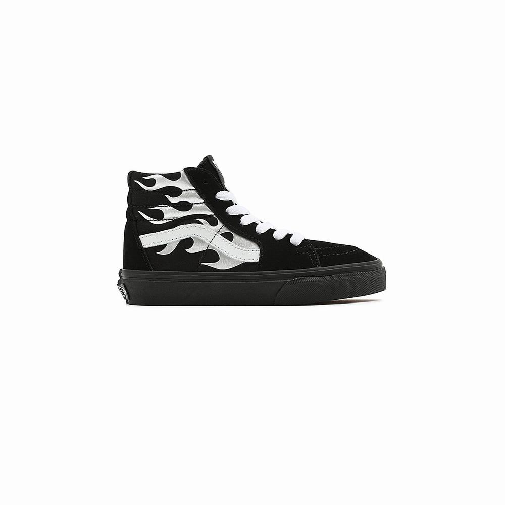 Kids' Vans Metallic Flame Sk8-Hi (8-14 years) Sneakers Black | USA15270