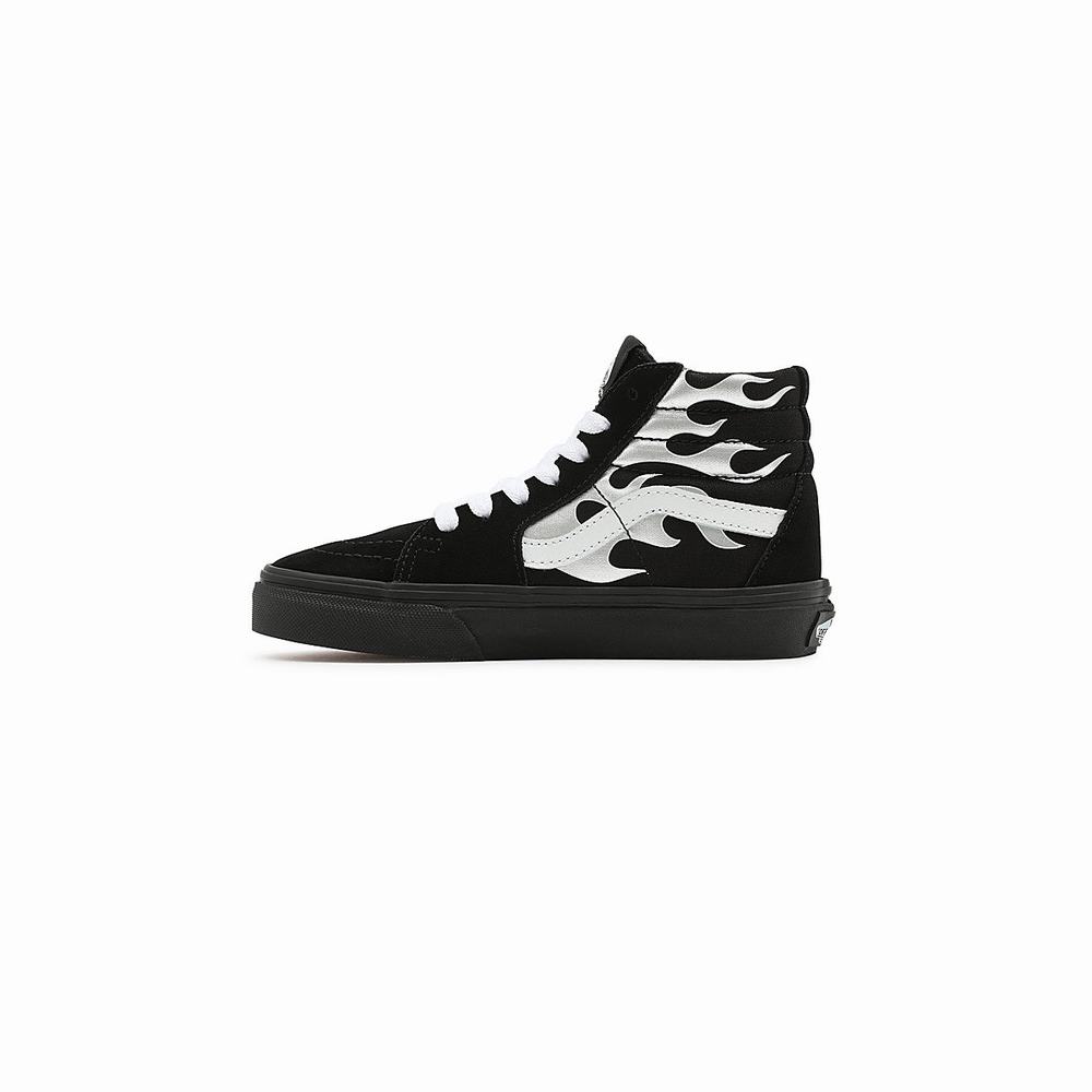 Kids' Vans Metallic Flame Sk8-Hi (8-14 years) Sneakers Black | USA15270