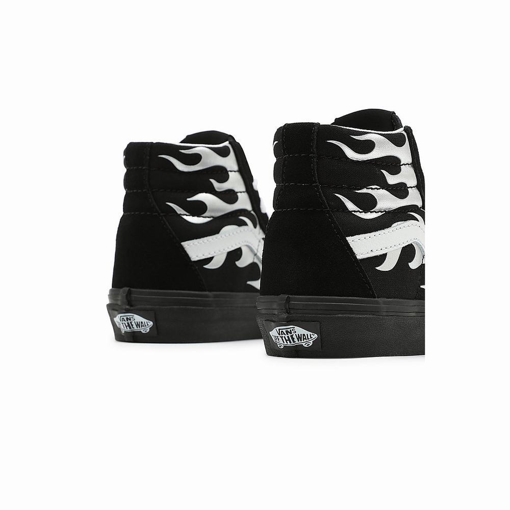 Kids' Vans Metallic Flame Sk8-Hi (8-14 years) Sneakers Black | USA15270