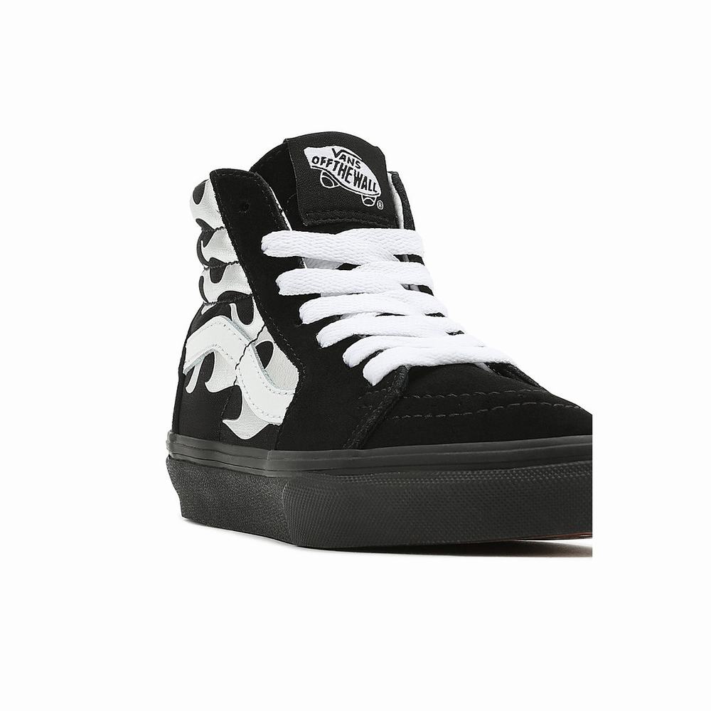 Kids' Vans Metallic Flame Sk8-Hi (8-14 years) Sneakers Black | USA15270