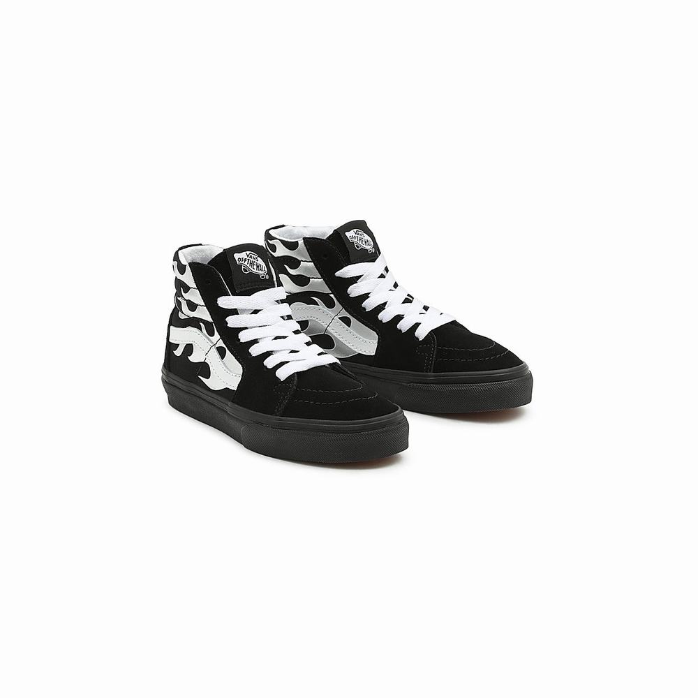 Kids\' Vans Metallic Flame Sk8-Hi (8-14 years) Sneakers Black | USA15270