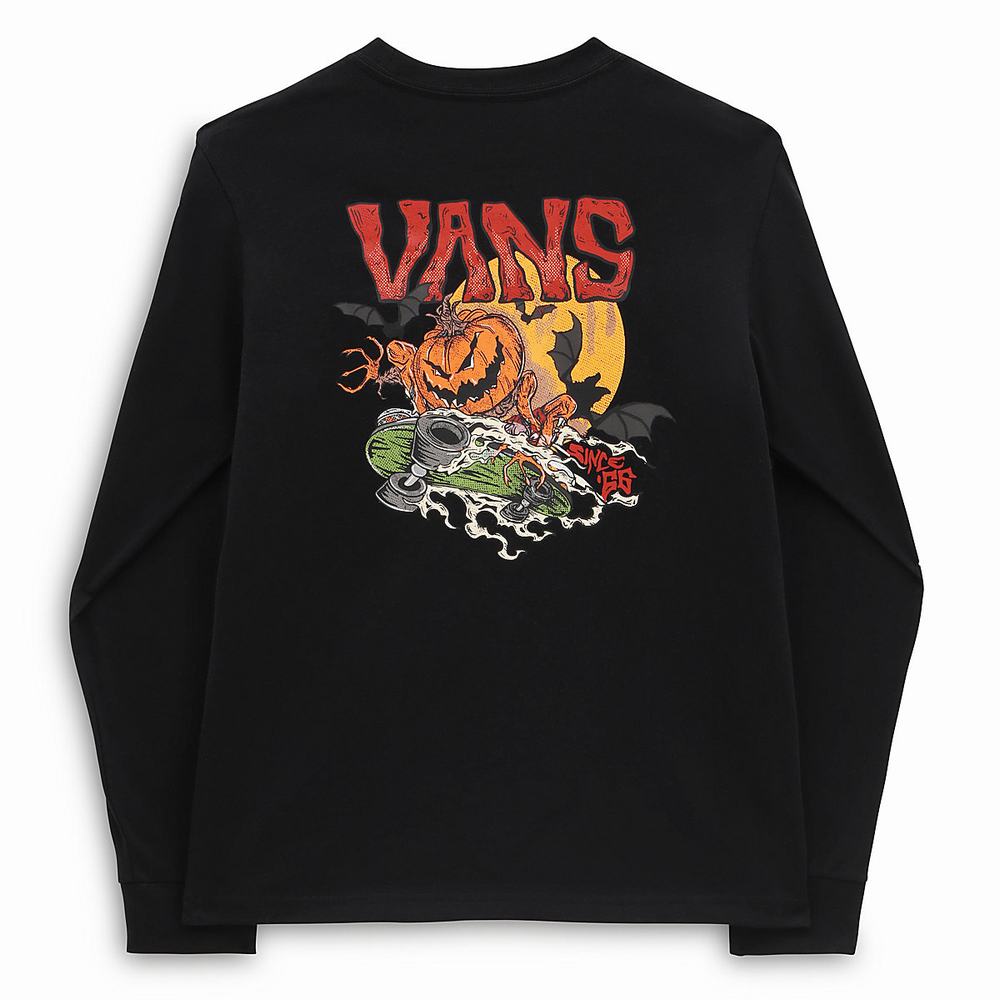 Kids' Vans Moon Ghoul Long Sleeve (8-14 years) T Shirts Black | USA54627