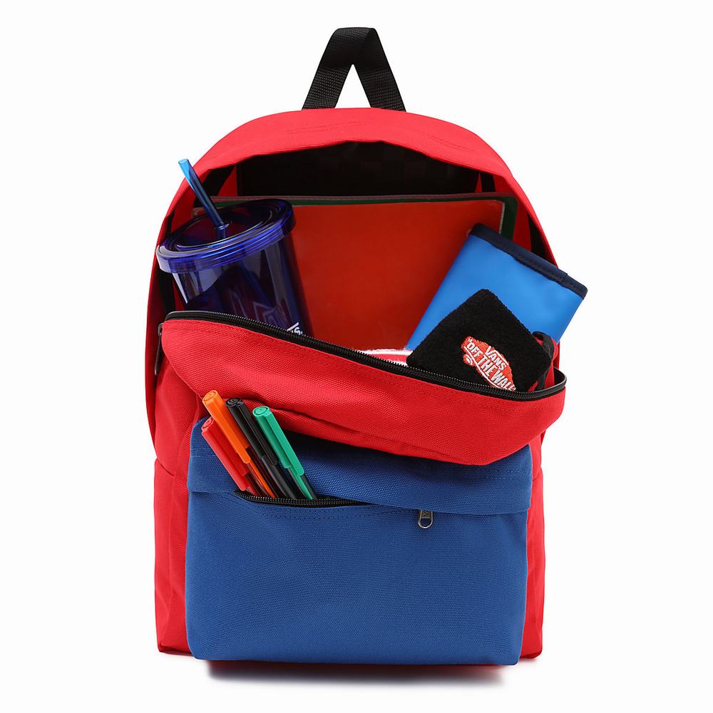 Kids' Vans New Skool Backpacks Blue / Red | USA58420