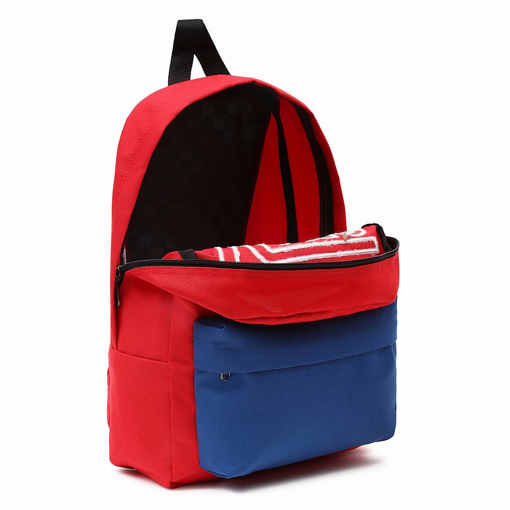 Kids' Vans New Skool Backpacks Blue / Red | USA58420