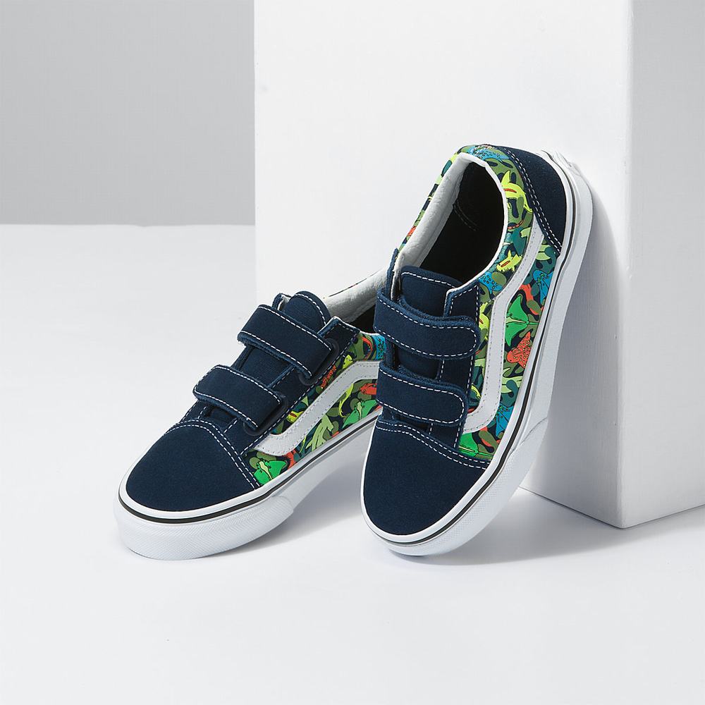 Kids' Vans Old Skool V (4-8 years) Sneakers Blue / Multicolor | USA89275