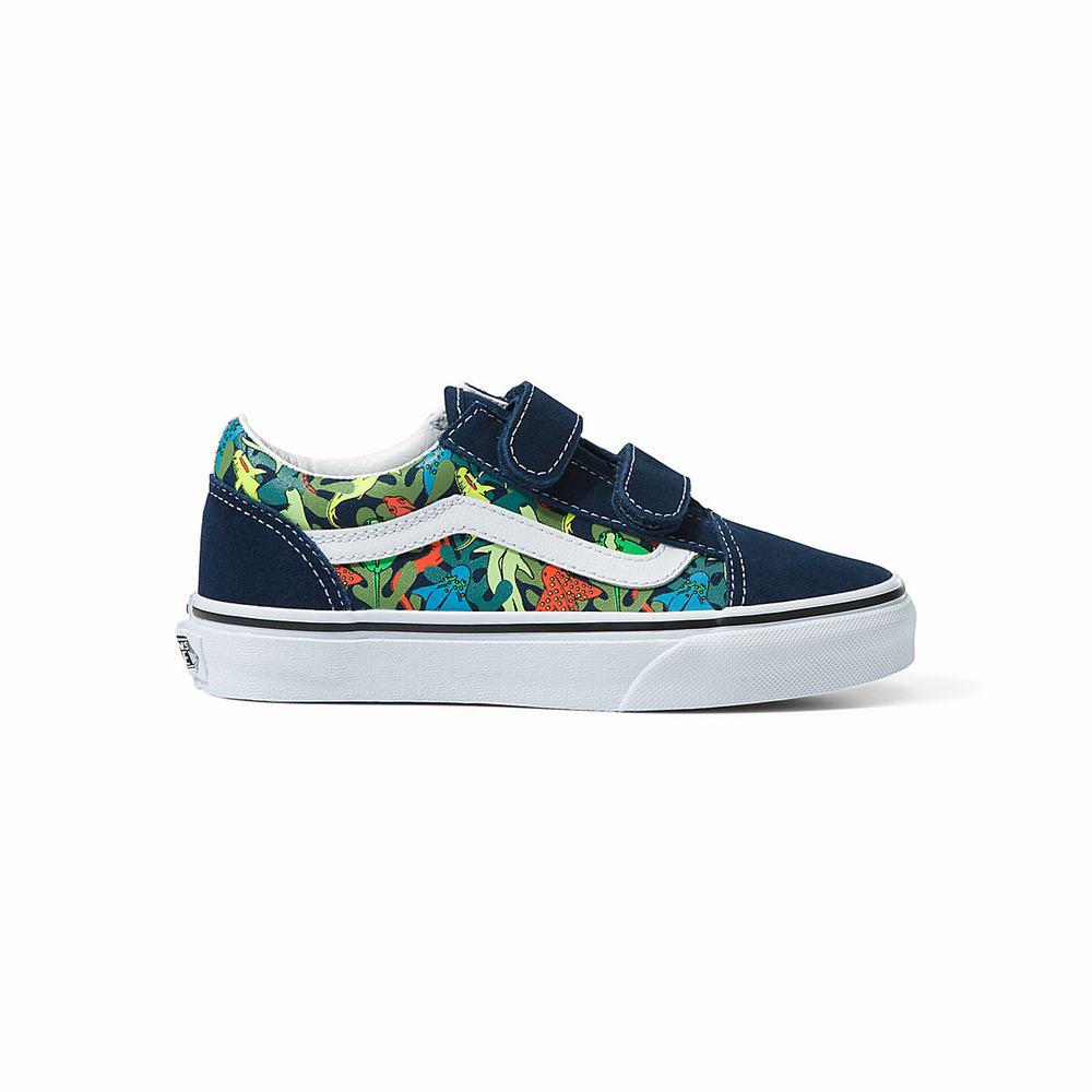 Kids\' Vans Old Skool V (4-8 years) Sneakers Blue / Multicolor | USA89275