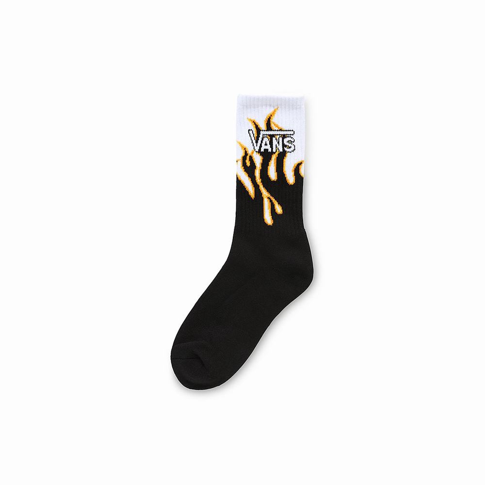 Kids\' Vans Onyx Flame Crew Socks White | USA18694