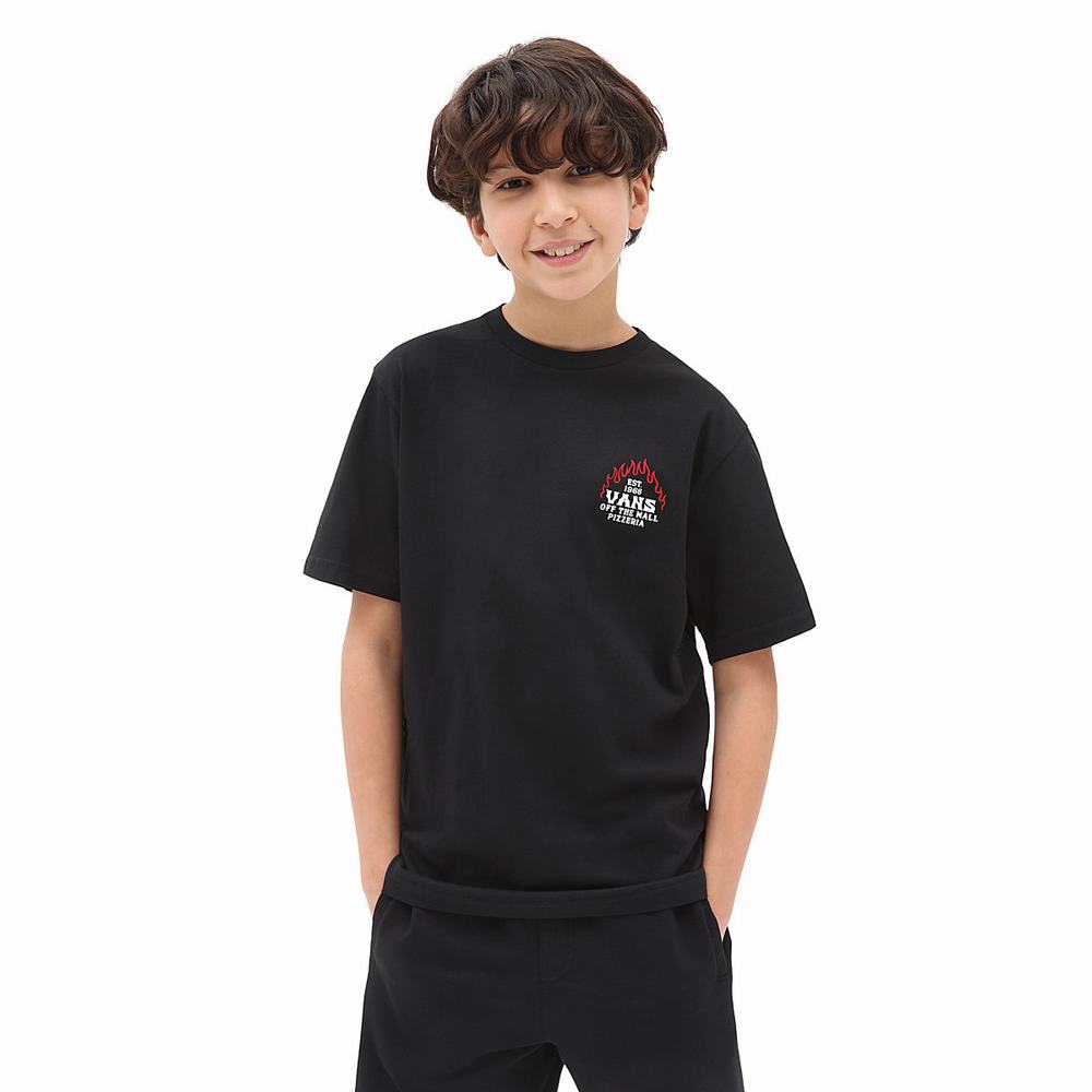 Kids' Vans Pizzeria (8-14 years) T Shirts Black | USA79541