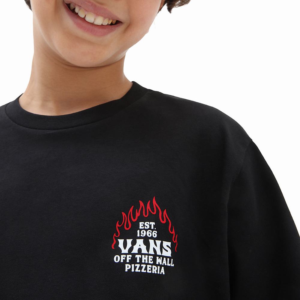 Kids' Vans Pizzeria (8-14 years) T Shirts Black | USA79541