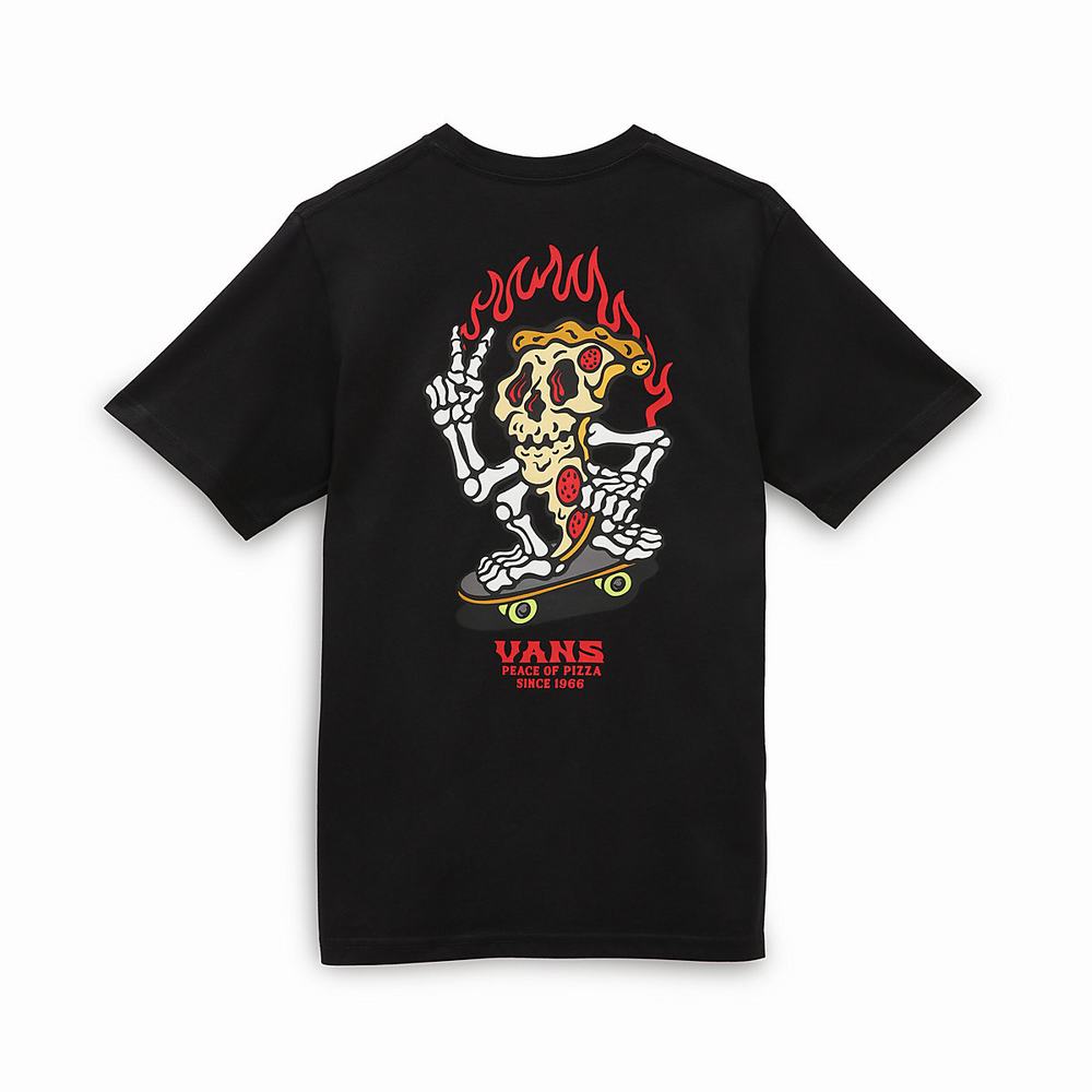 Kids' Vans Pizzeria (8-14 years) T Shirts Black | USA79541