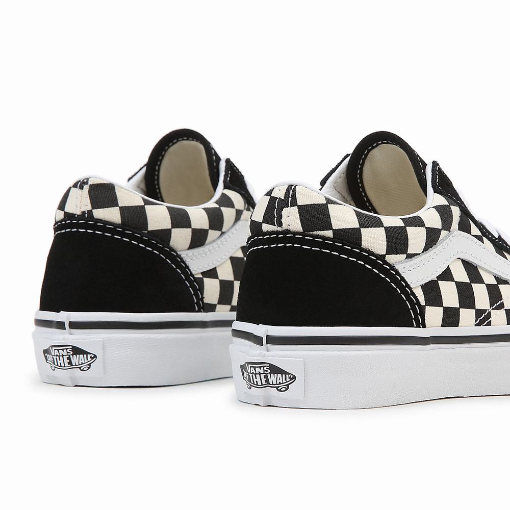 Kids' Vans Primary Check Old Skool (4-8 years) Sneakers Black / White | USA41783