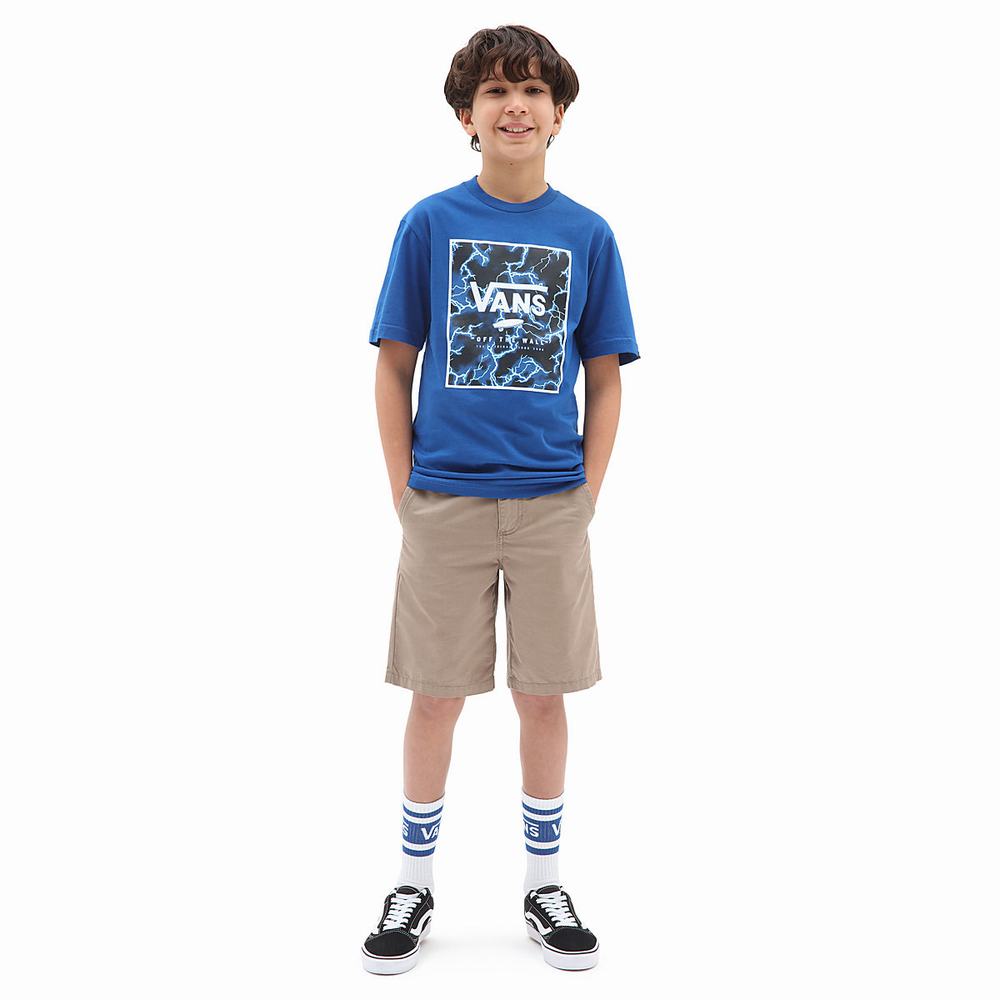 Kids' Vans Print Box (8-14 years) T Shirts Blue | USA02361