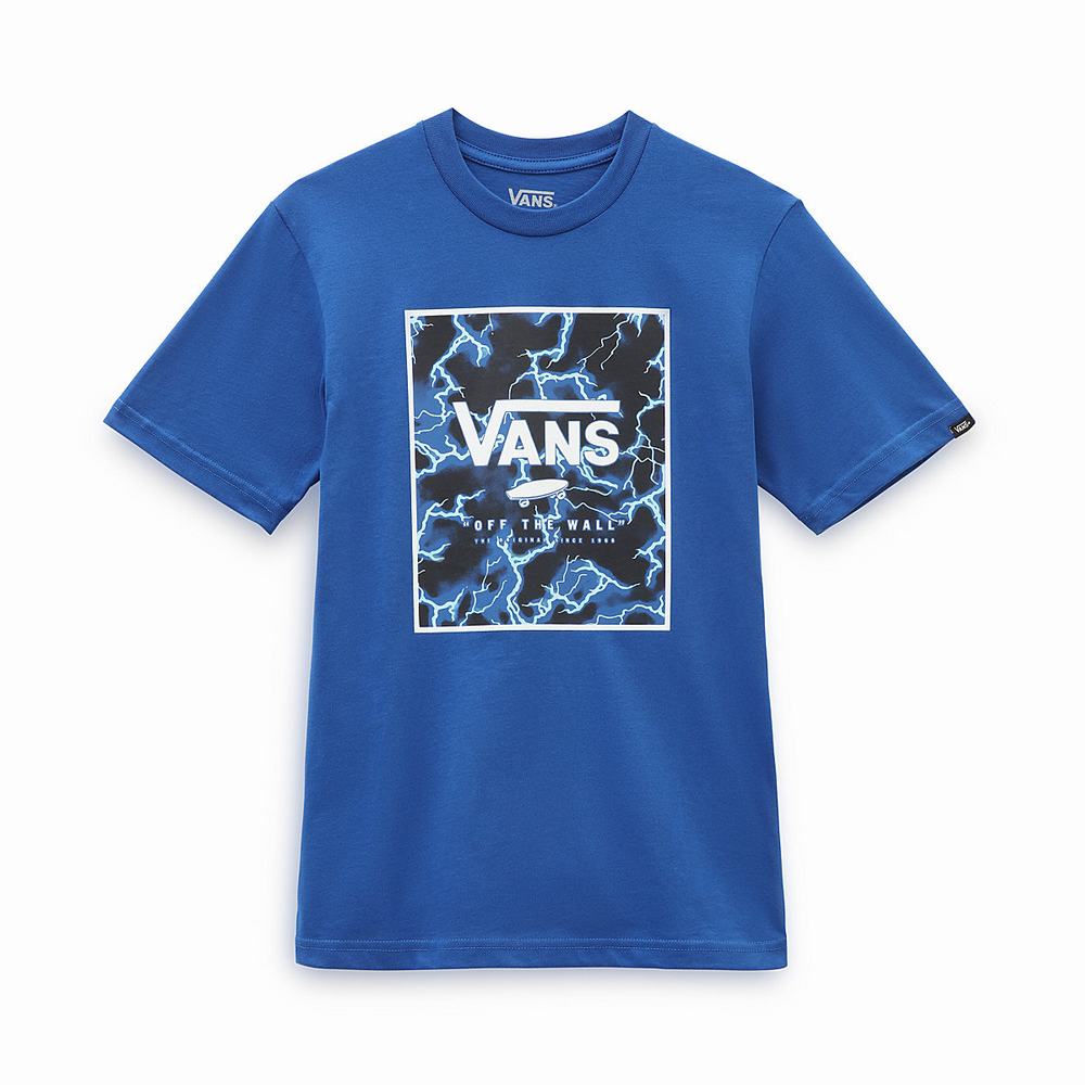 Kids' Vans Print Box (8-14 years) T Shirts Blue | USA02361