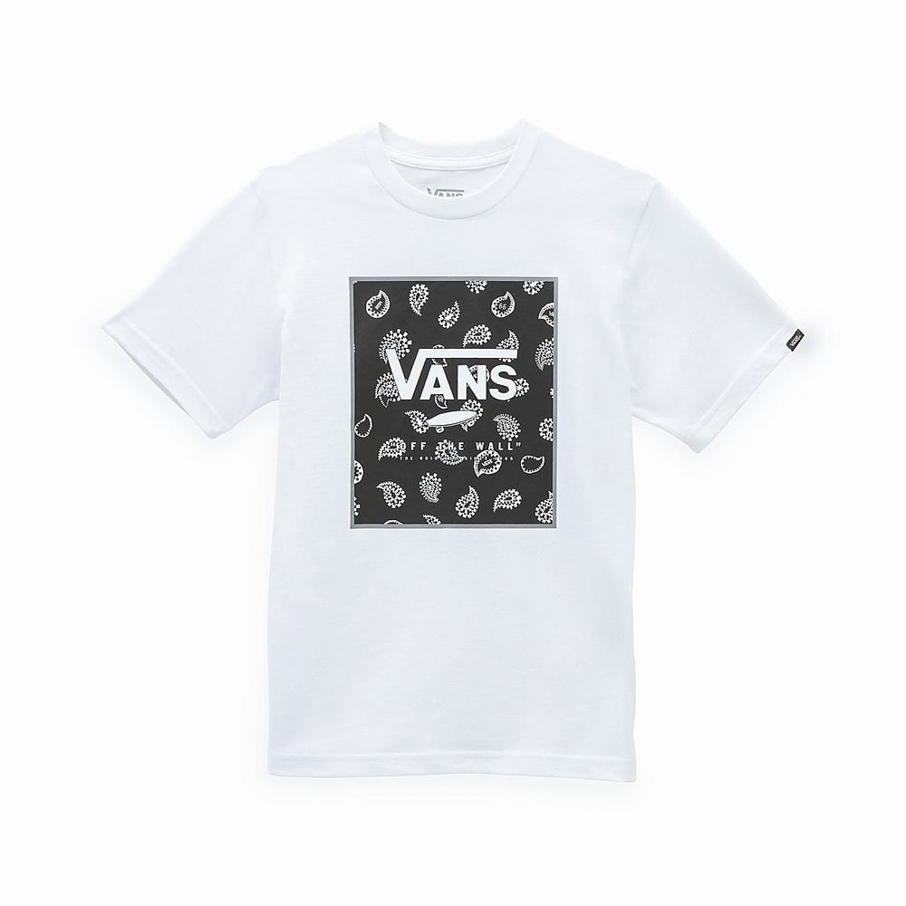 Kids' Vans Print Box (8-14 years) T Shirts White | USA09376