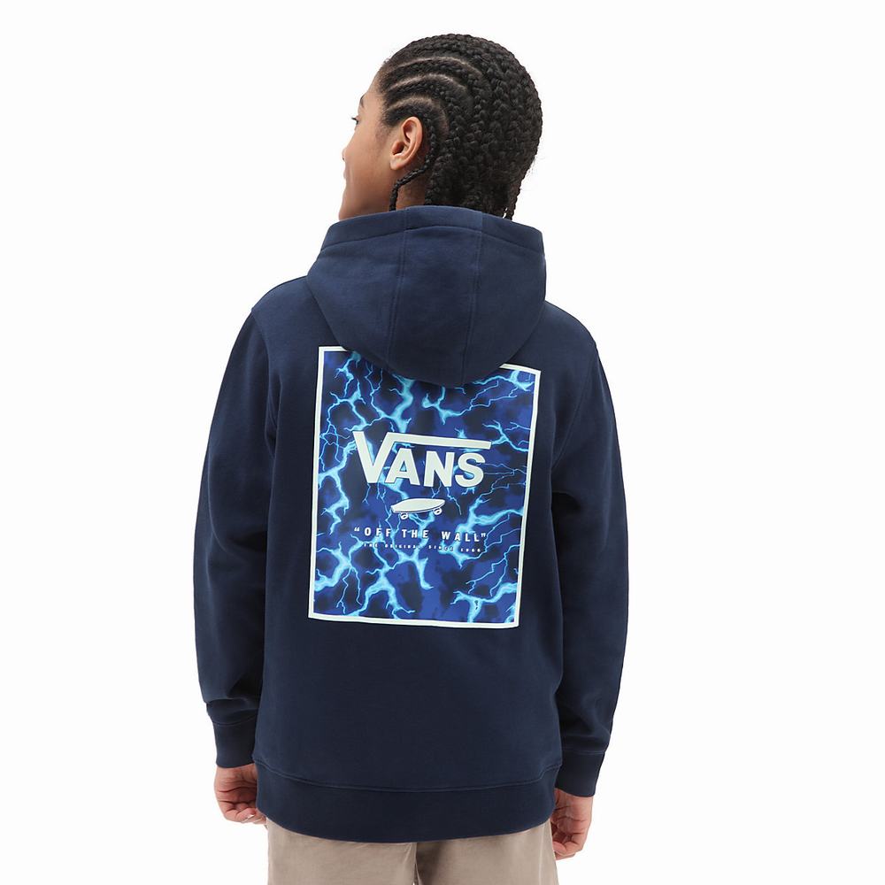 Kids\' Vans Print Box Back (8-14 years) Hoodie Blue | USA16329