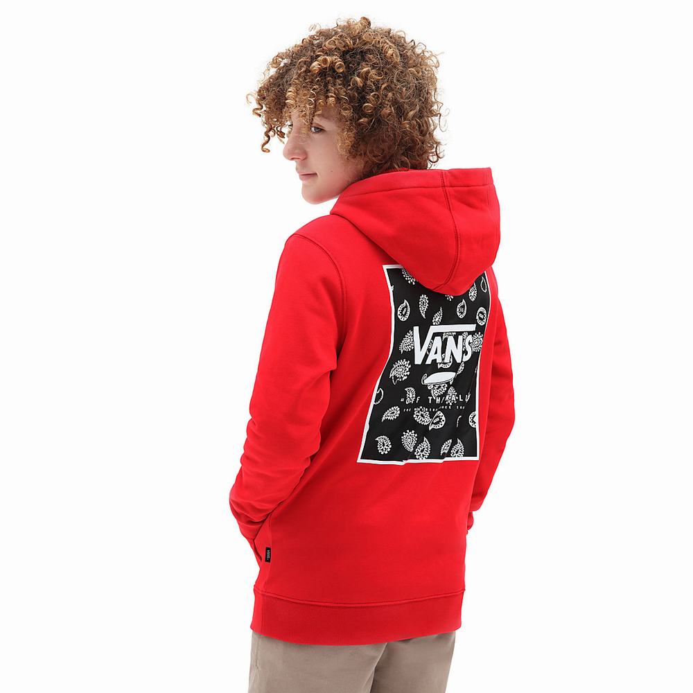 Kids\' Vans Print Box Hoodie Red | USA84150