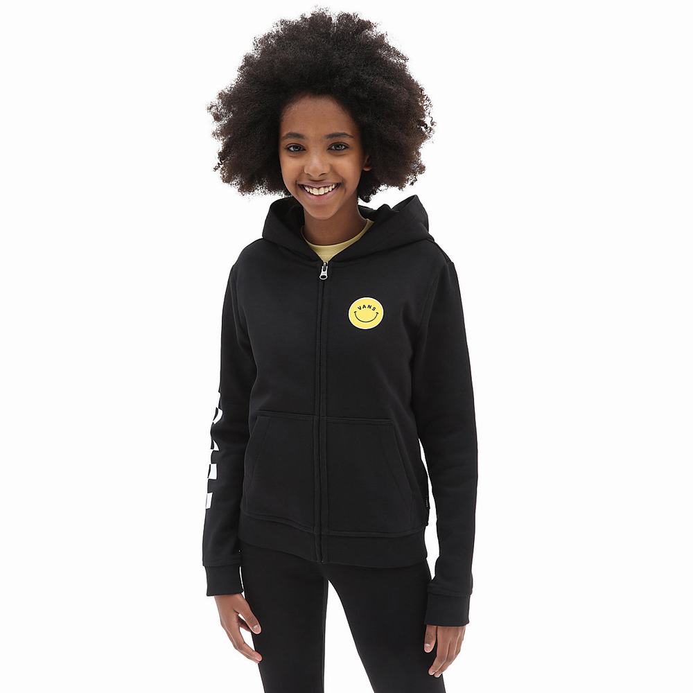 Kids' Vans Radically Happy Zip (8-14 years) Hoodie Black | USA63584