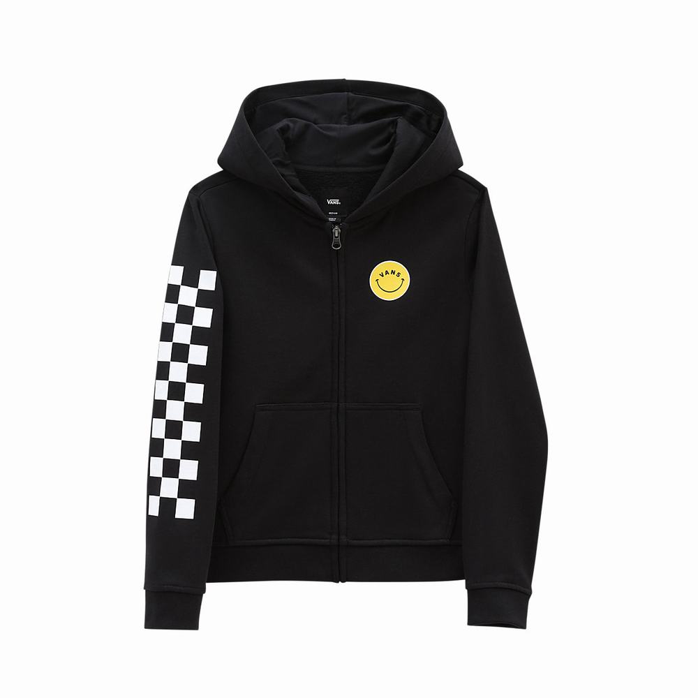 Kids' Vans Radically Happy Zip (8-14 years) Hoodie Black | USA63584