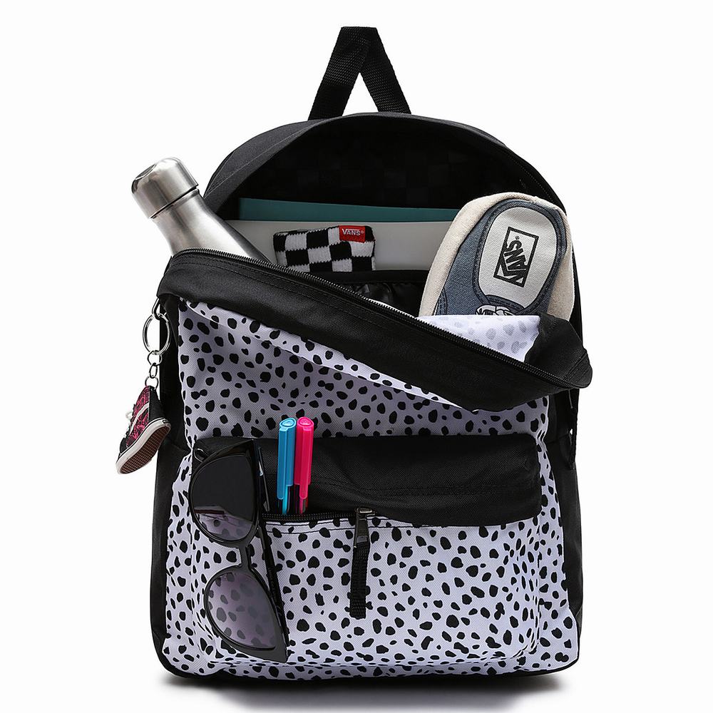 Kids' Vans Realm Backpacks Black / White | USA49302