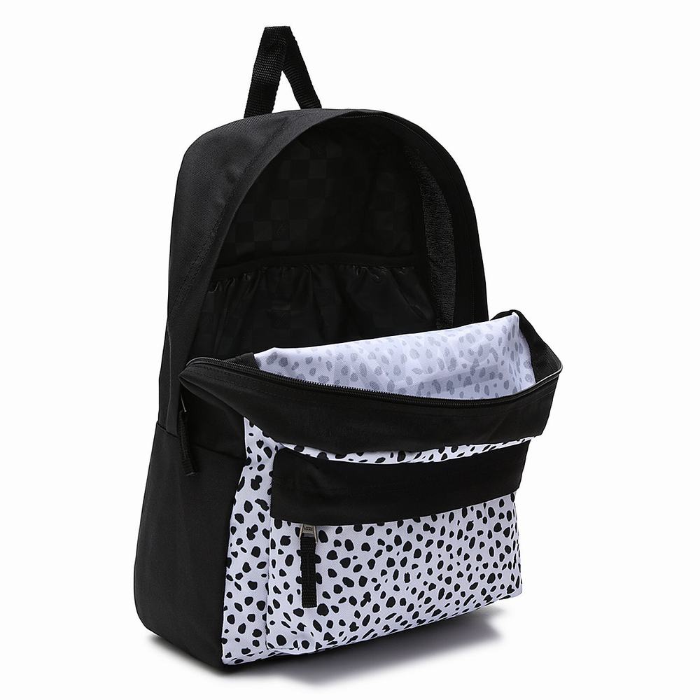 Kids' Vans Realm Backpacks Black / White | USA49302