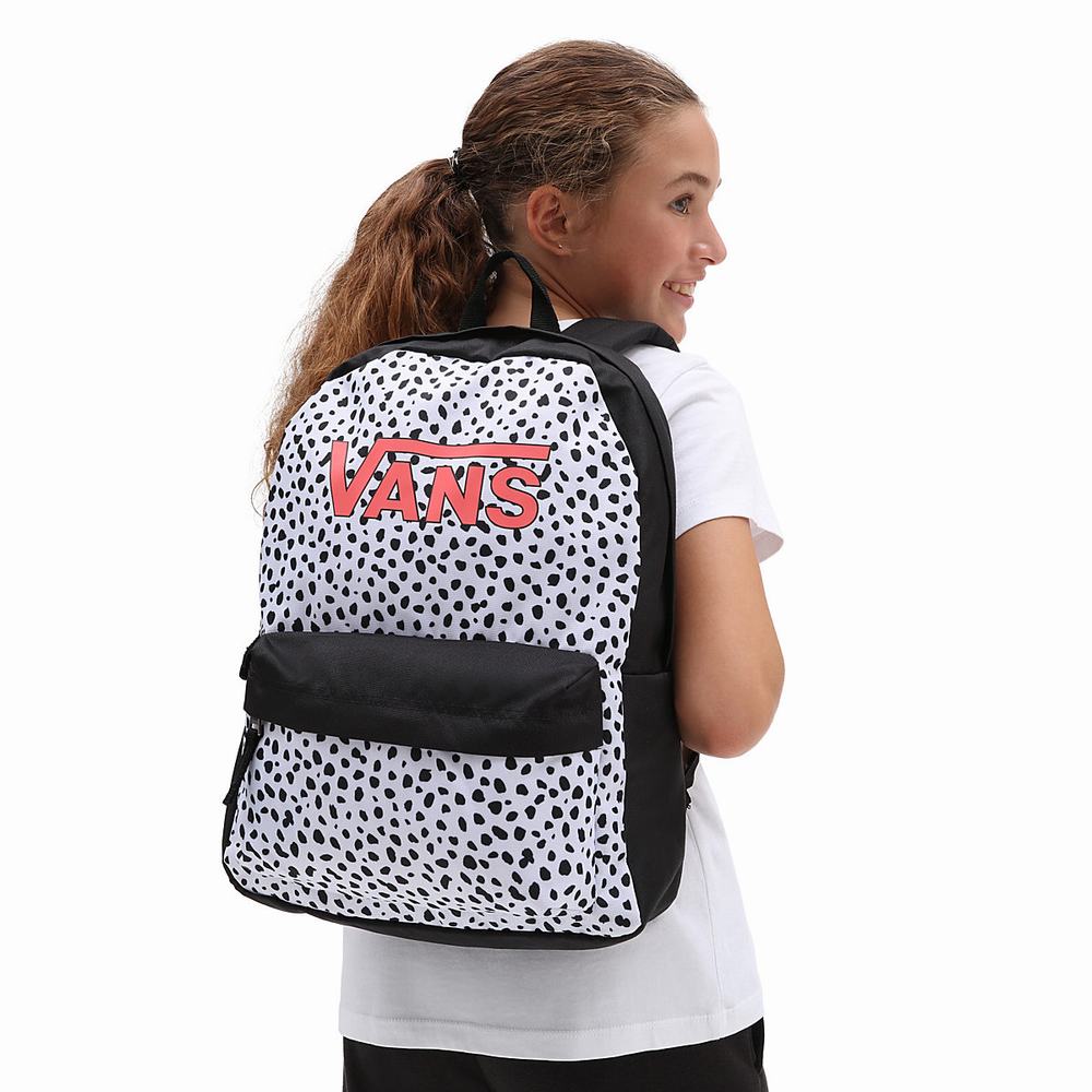 Kids' Vans Realm Backpacks Black / White | USA49302