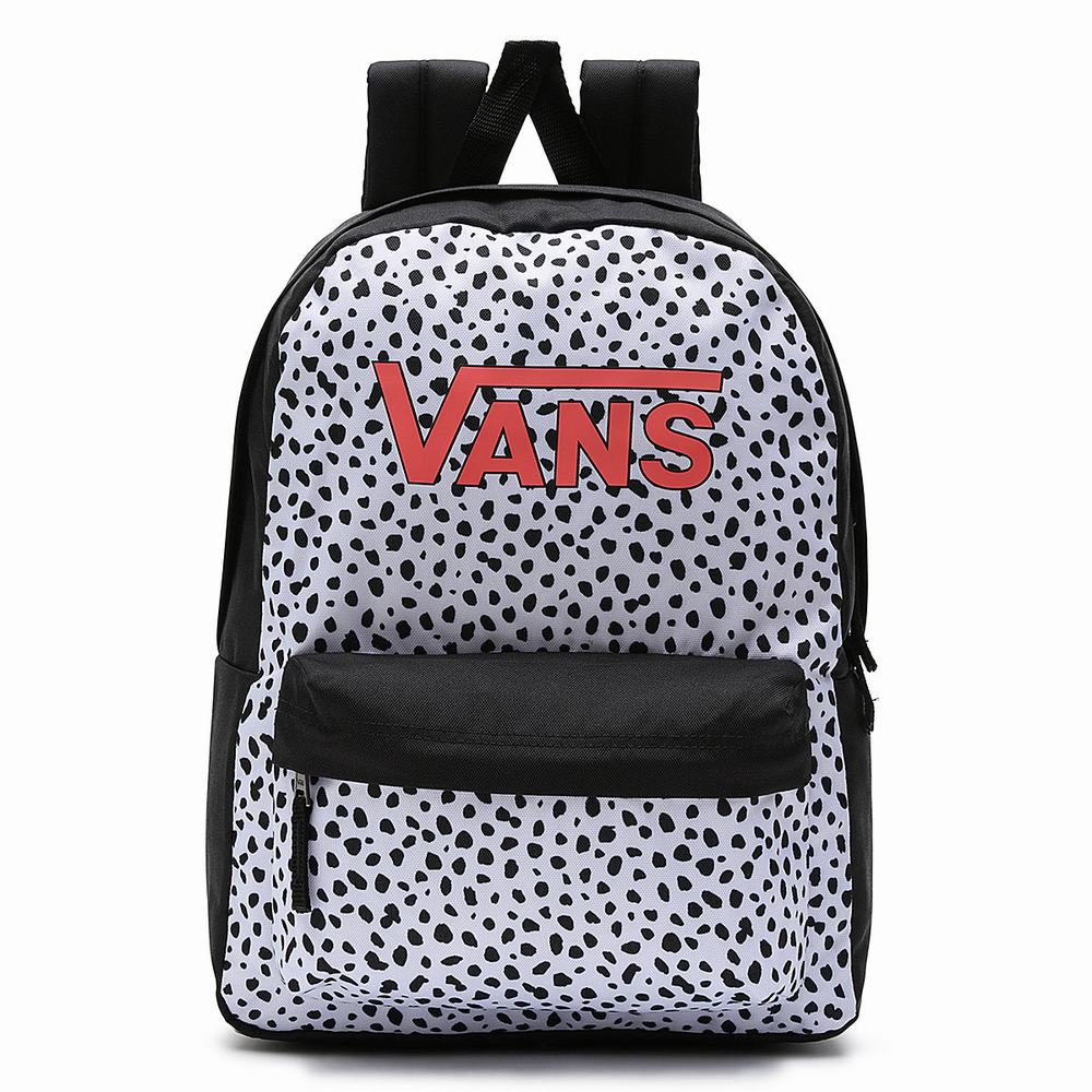 Kids\' Vans Realm Backpacks Black / White | USA49302