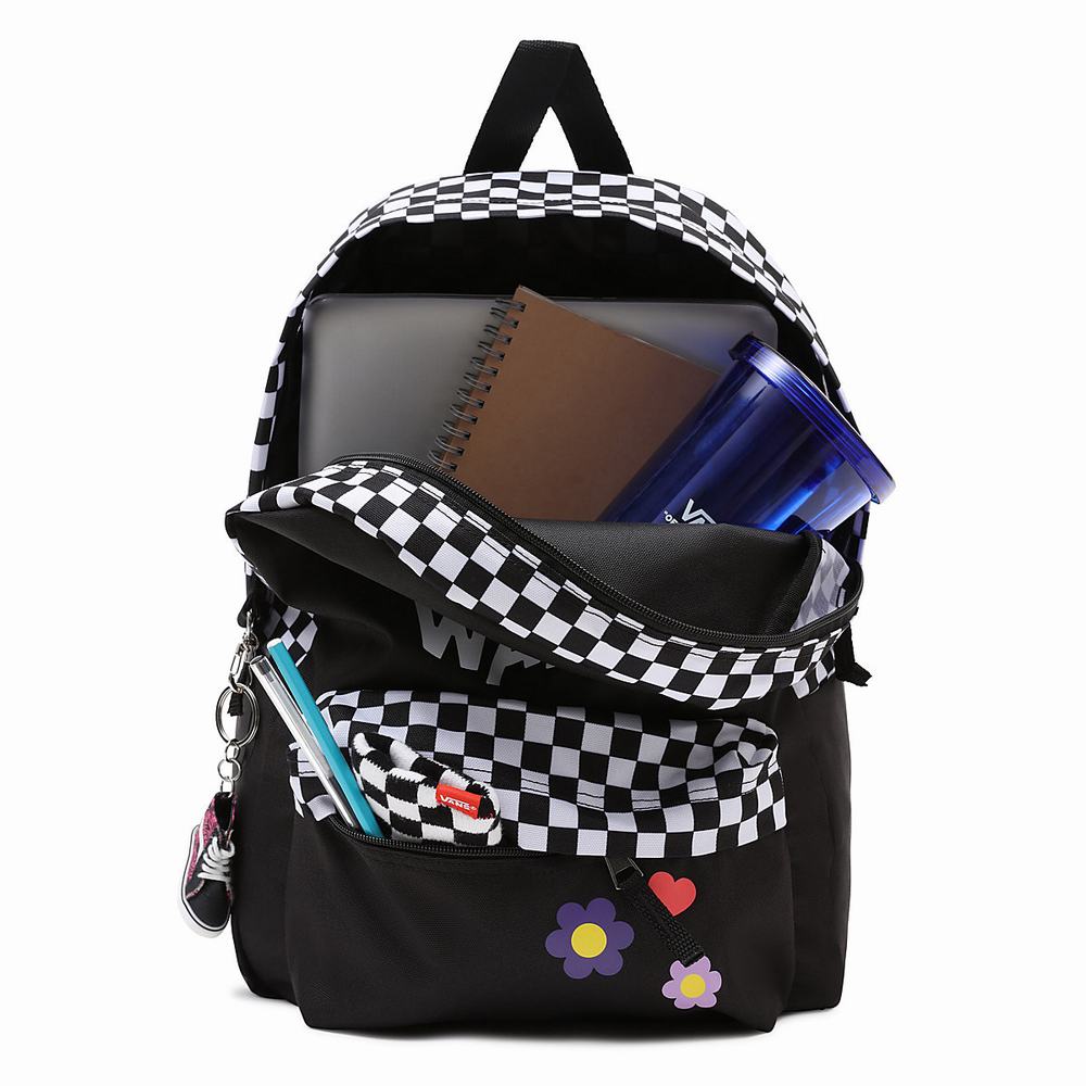 Kids' Vans Realm Backpacks Black / Yellow | USA29605