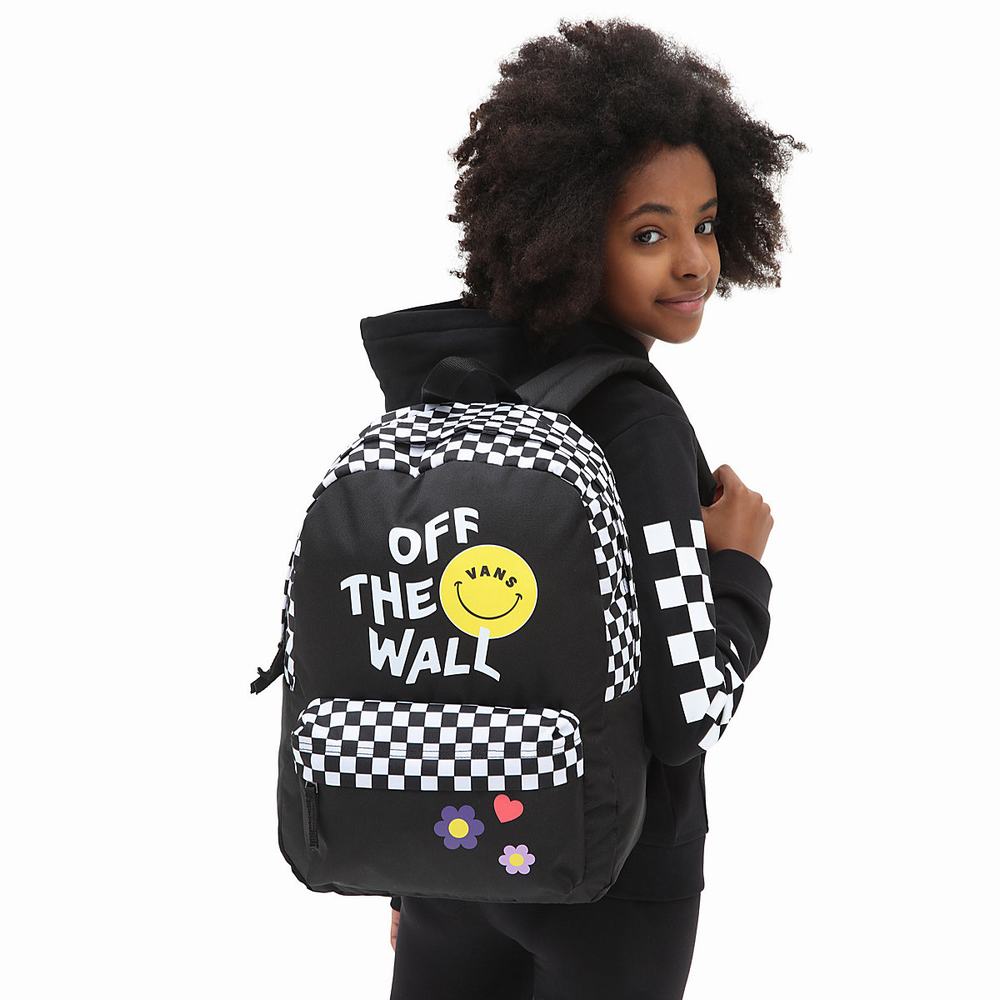 Kids' Vans Realm Backpacks Black / Yellow | USA29605