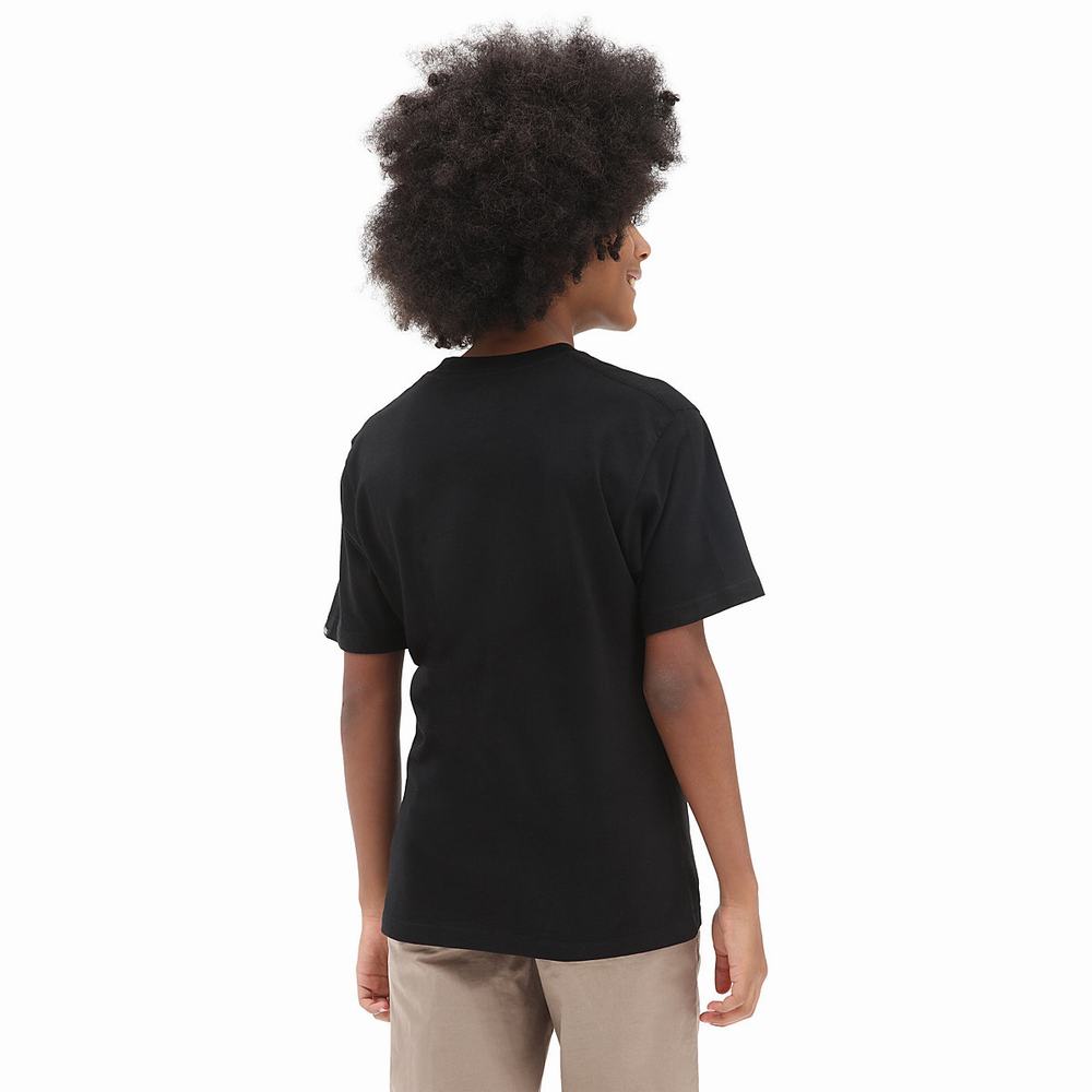 Kids' Vans Santa Flame (8-14 years) T Shirts Black | USA08912