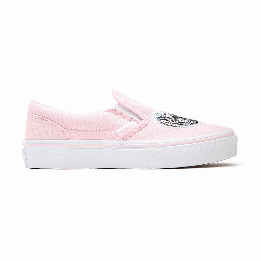 Kids' Vans Sequin Patch Classic (4-8 years) Slip On Shoes Pink | USA54812