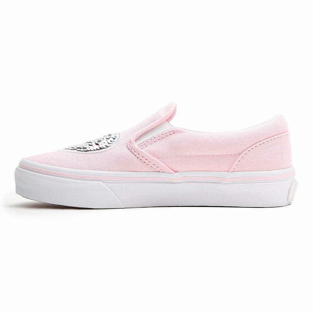 Kids' Vans Sequin Patch Classic (4-8 years) Slip On Shoes Pink | USA54812