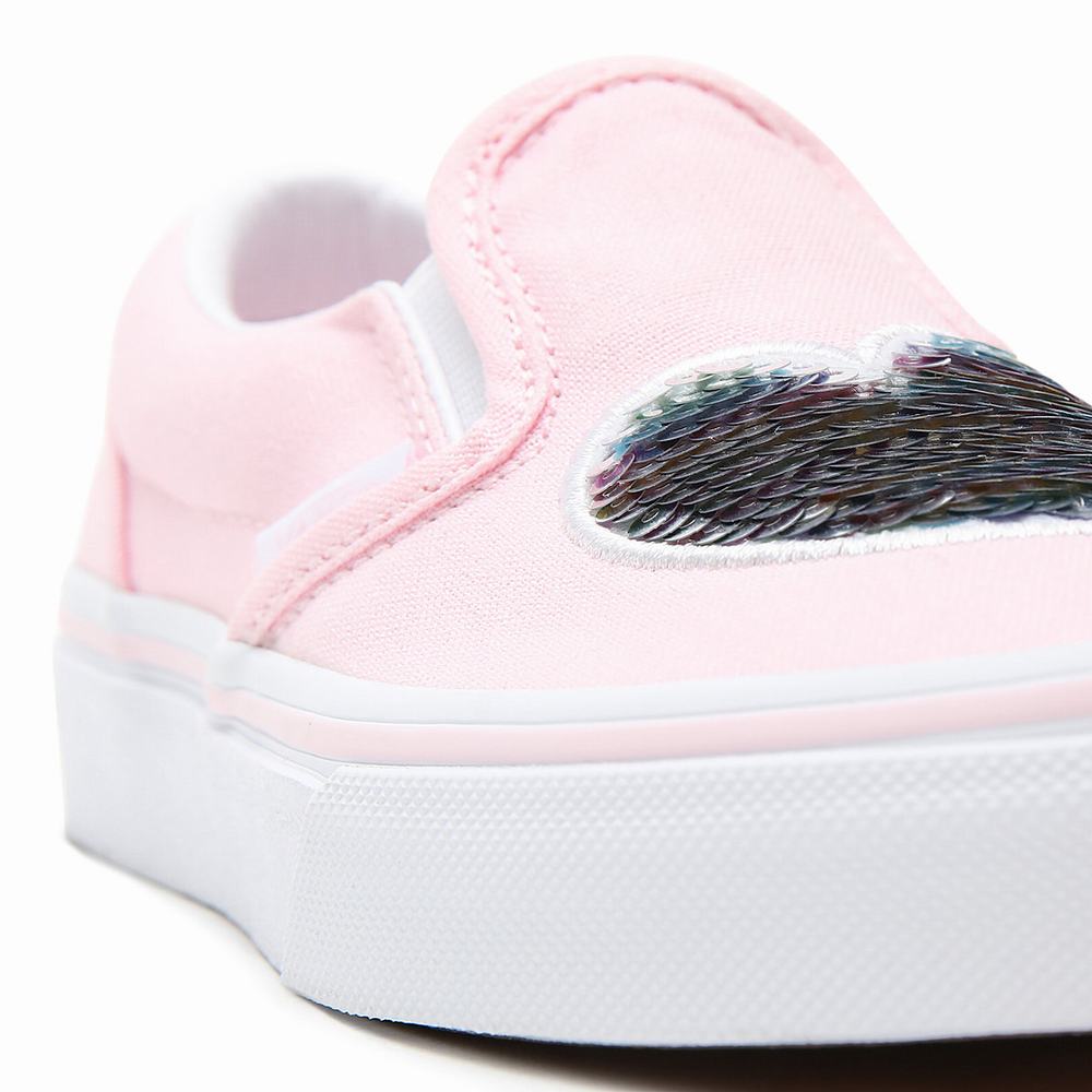 Kids' Vans Sequin Patch Classic (4-8 years) Slip On Shoes Pink | USA54812