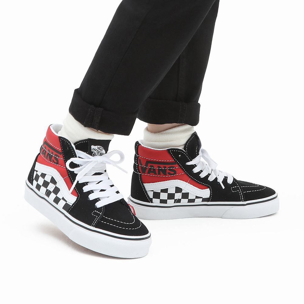 Kids' Vans Sk8-Hi (4-8 years) Sneakers Black / Red | USA08691