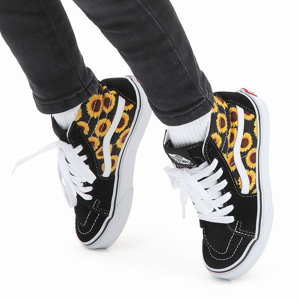 Kids' Vans Sk8-Hi (4-8 years) Sneakers Black | USA92684