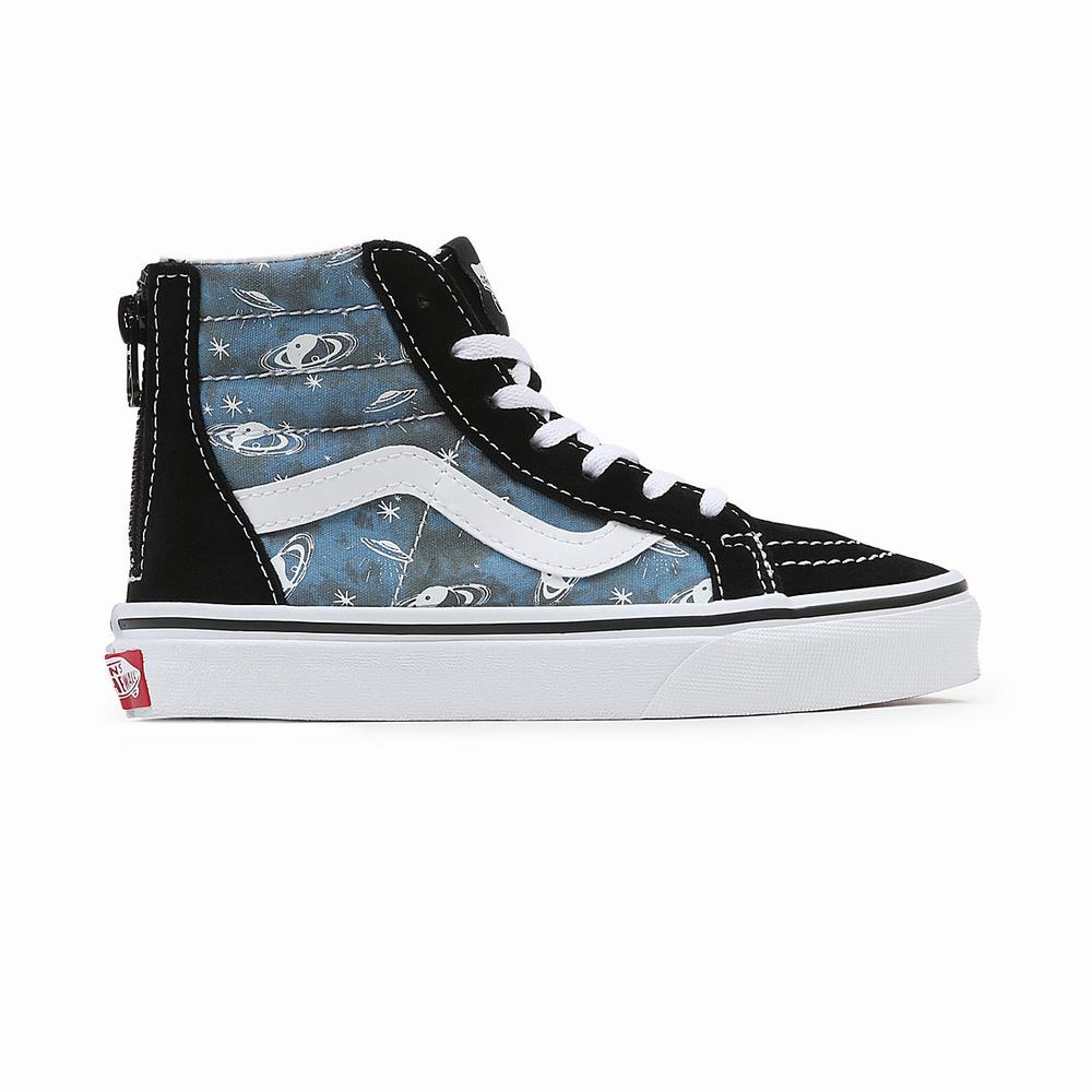 Kids' Vans Sk8-Hi Zip (4-8 years) Sneakers Black / Multicolor | USA16527