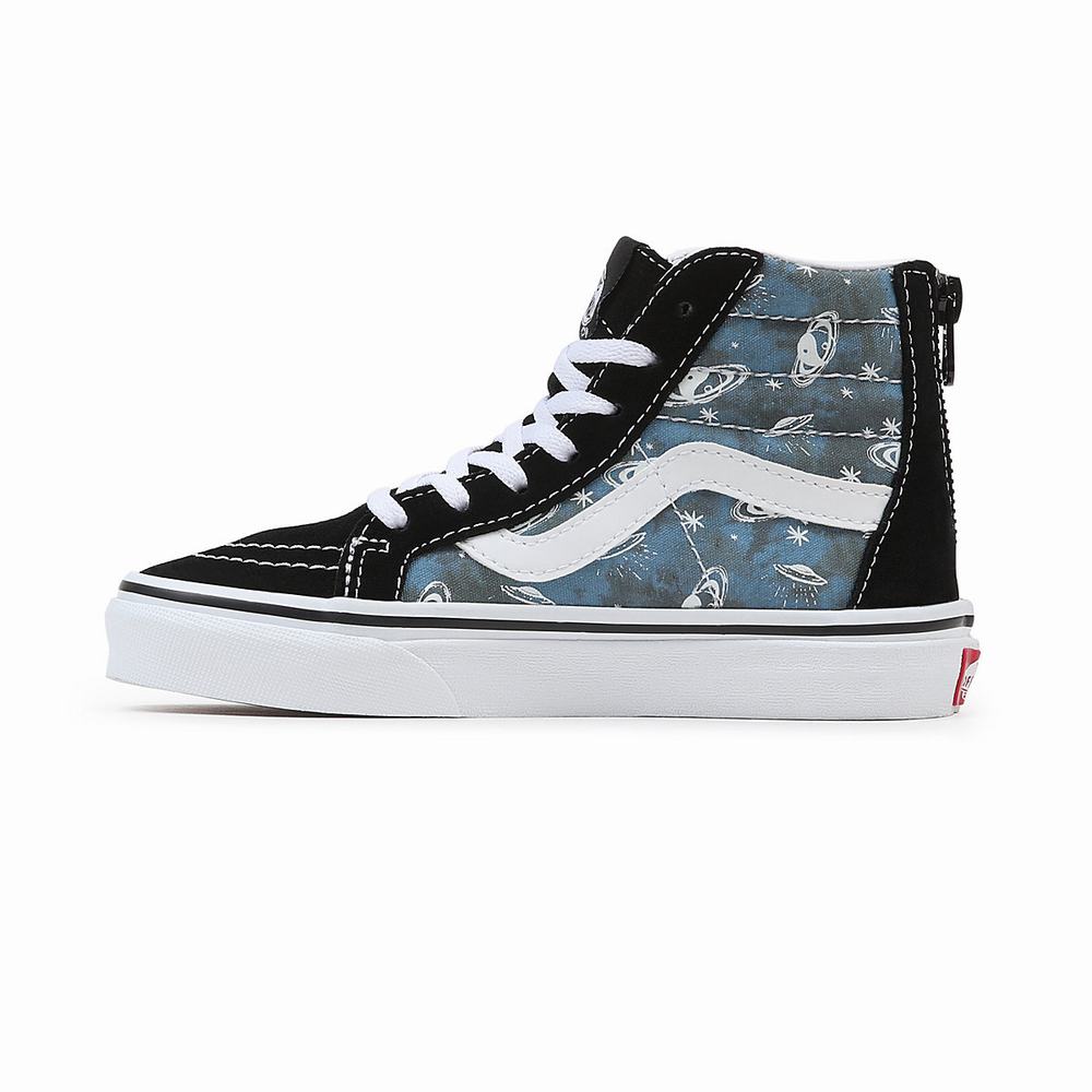 Kids' Vans Sk8-Hi Zip (4-8 years) Sneakers Black / Multicolor | USA16527