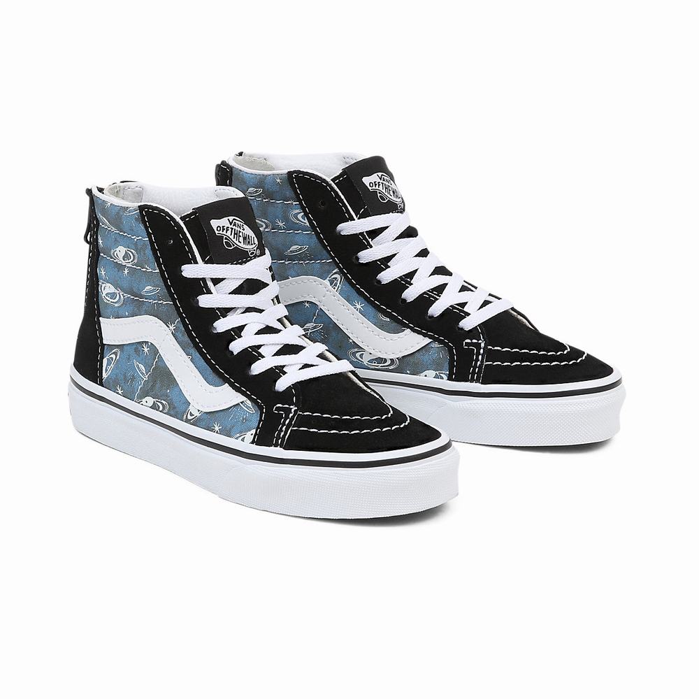 Kids\' Vans Sk8-Hi Zip (4-8 years) Sneakers Black / Multicolor | USA16527