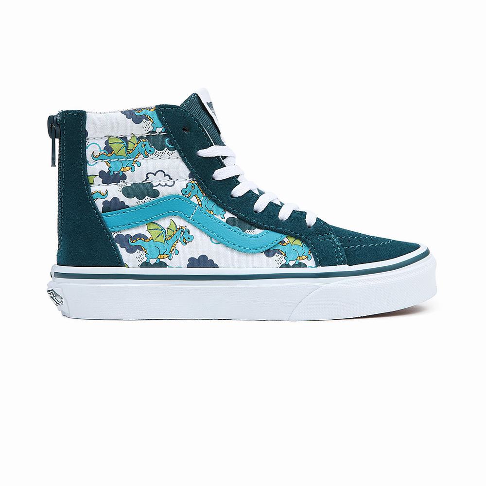 Kids' Vans Sk8-Hi Zip (4-8 years) Sneakers Blue | USA47103