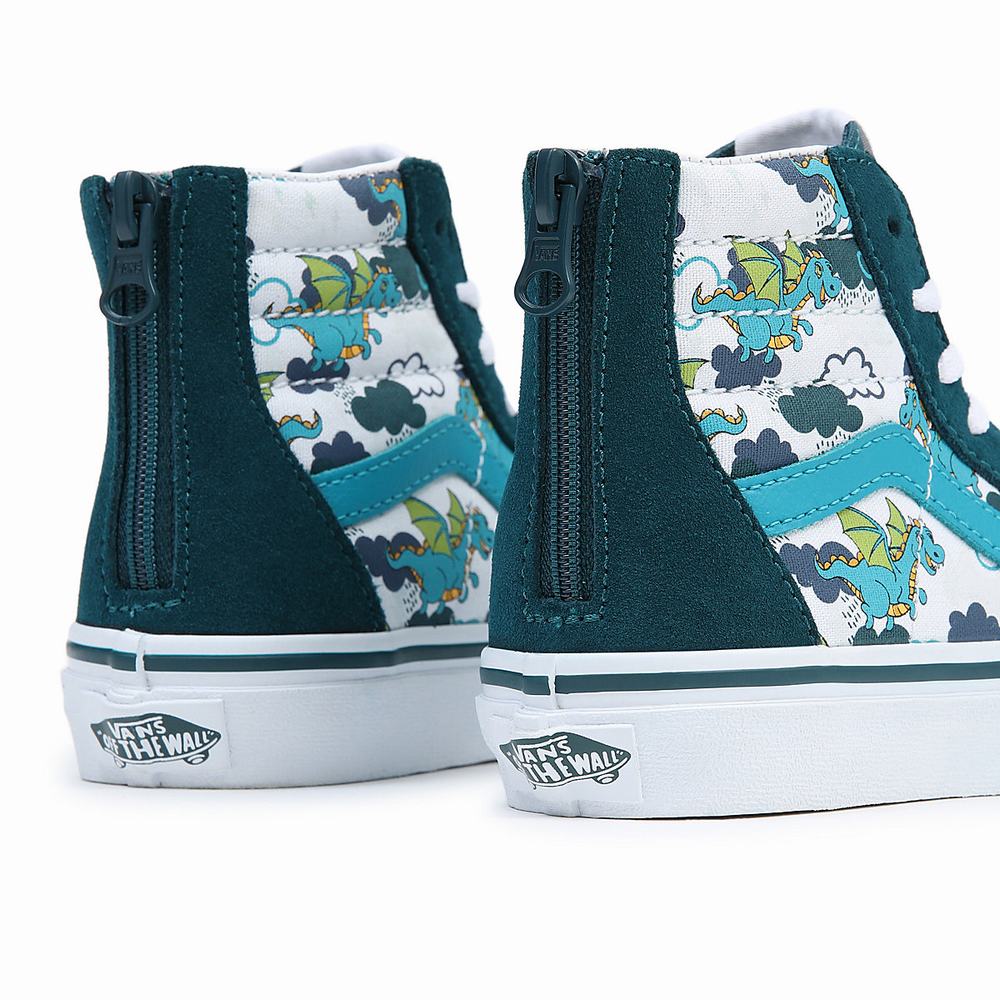 Kids' Vans Sk8-Hi Zip (4-8 years) Sneakers Blue | USA47103