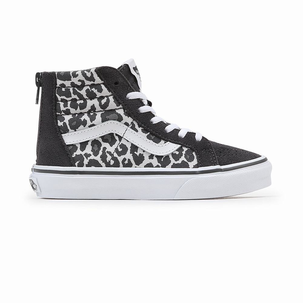 Kids' Vans Sk8-Hi Zip (4-8 years) Sneakers Black | USA91350