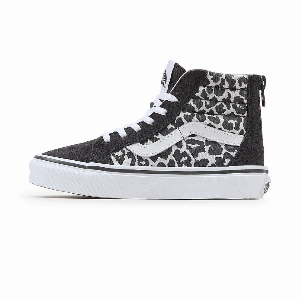 Kids' Vans Sk8-Hi Zip (4-8 years) Sneakers Black | USA91350