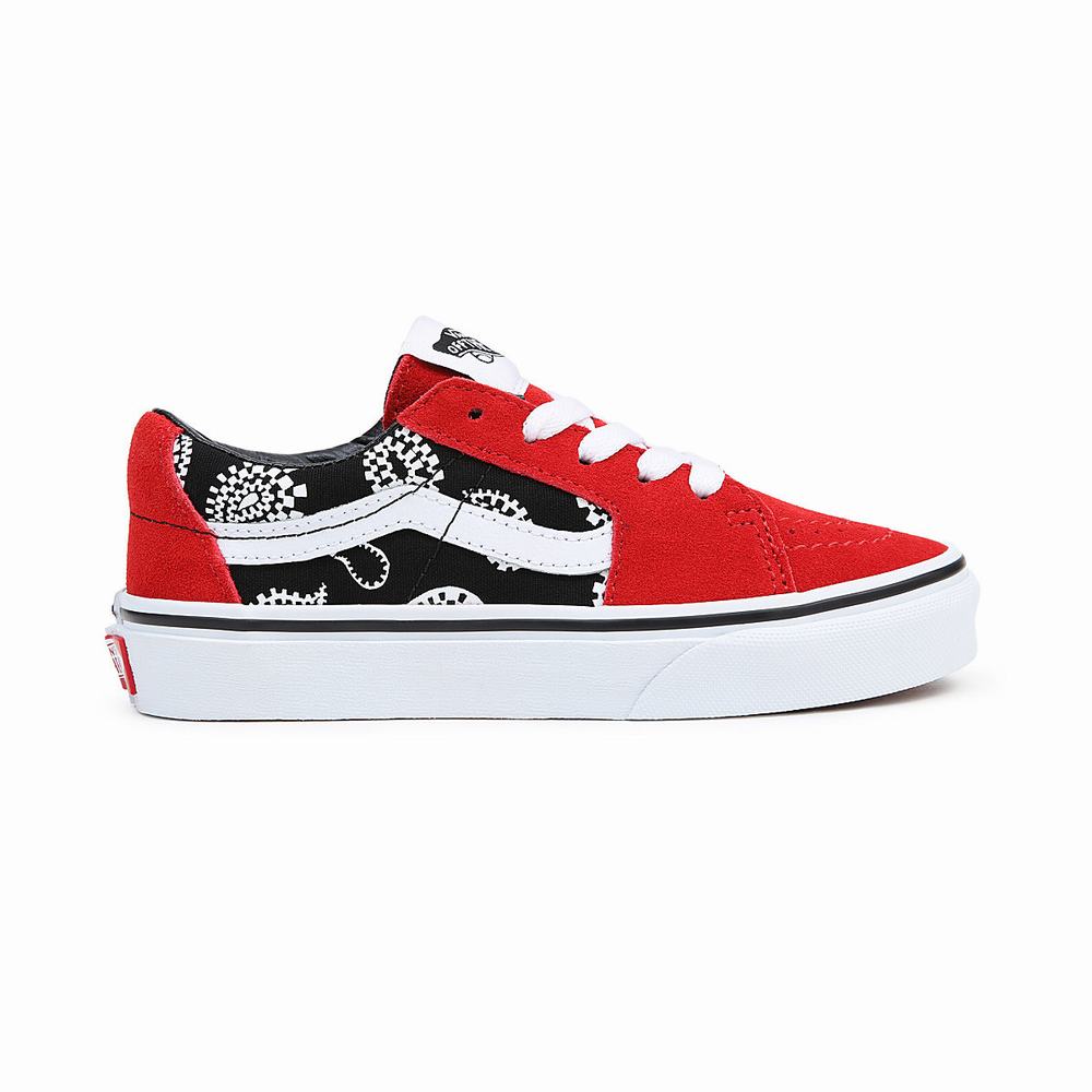 Kids' Vans Sk8-Low (4-8 years) Sneakers Black / Red | USA59162