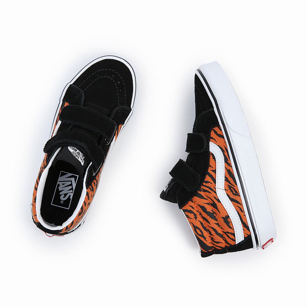 Kids' Vans Sk8-Mid Reissue V (4-8 years) Sneakers Black / Orange | USA10429