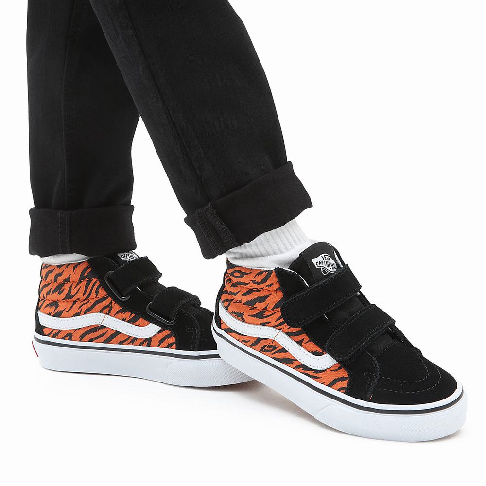 Kids' Vans Sk8-Mid Reissue V (4-8 years) Sneakers Black / Orange | USA10429