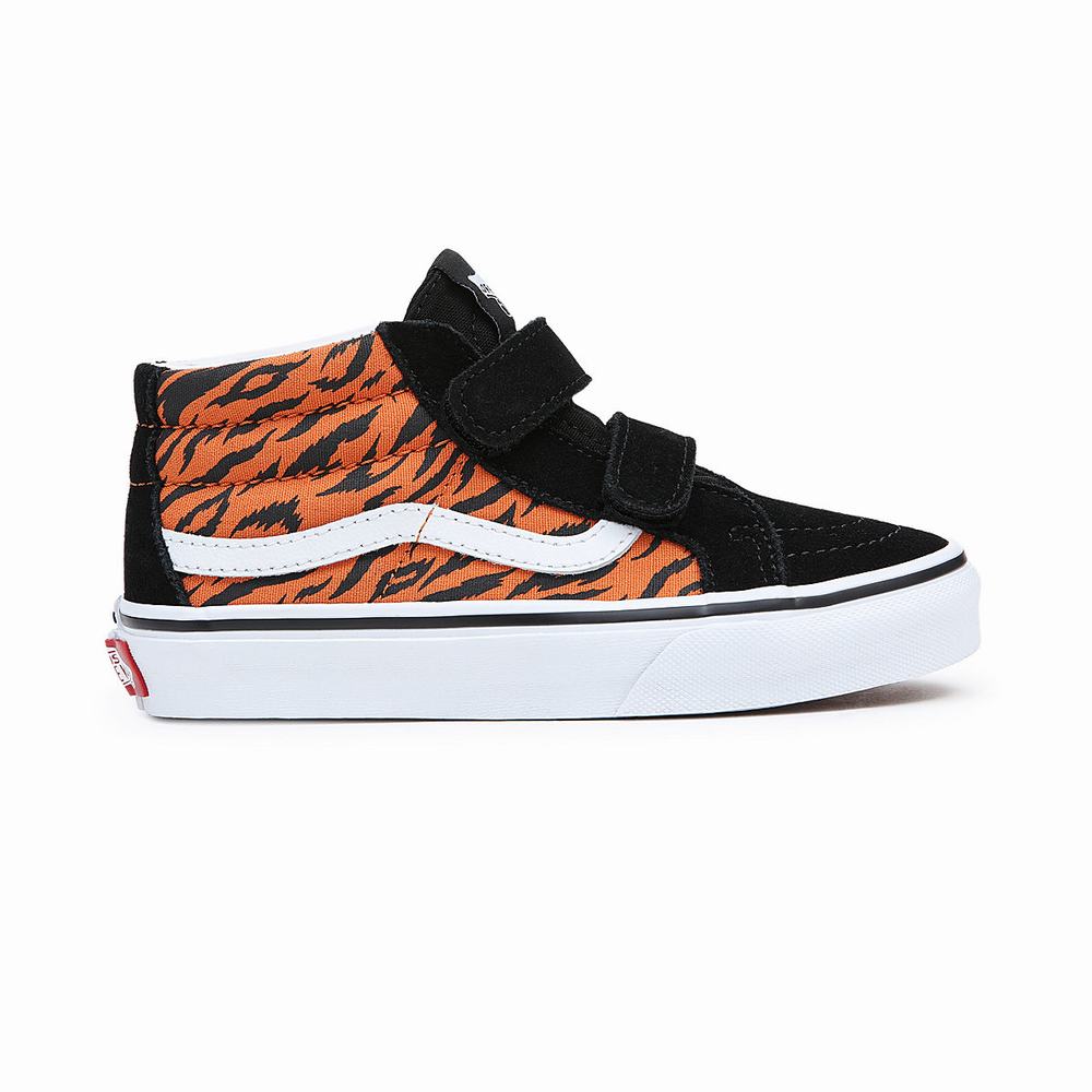 Kids' Vans Sk8-Mid Reissue V (4-8 years) Sneakers Black / Orange | USA10429